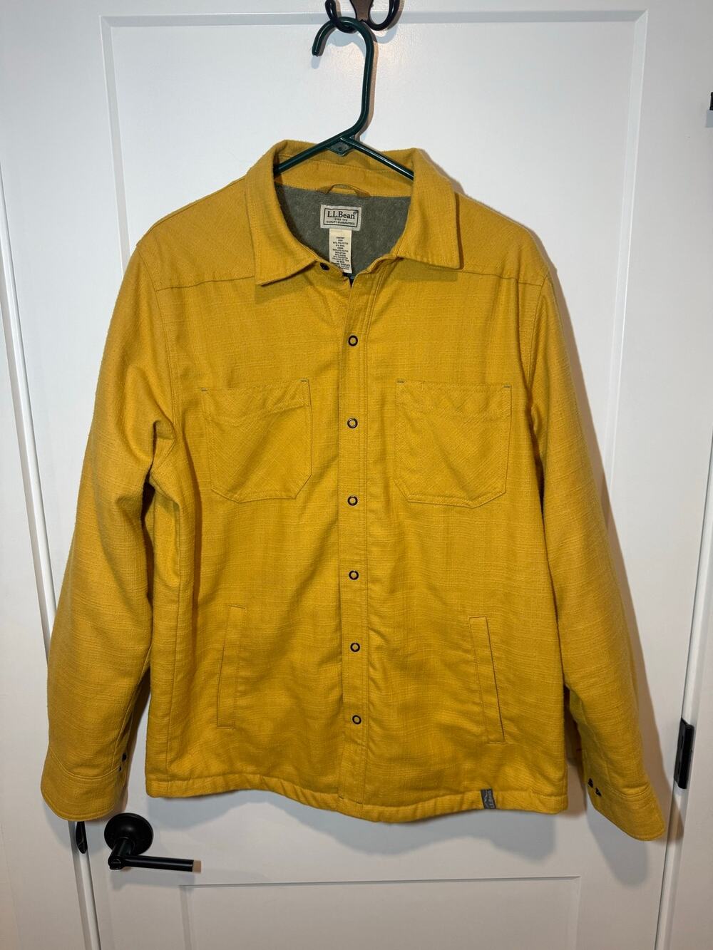 LL Bean Hi-Pile Fleece Lined Wool Button Up Workwear Hiking Shirt Shacket M